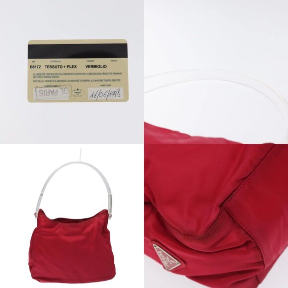 PRADA Hand Bag Nylon Plastic Pink Clear Auth mr1402 - Picture 12 of 14